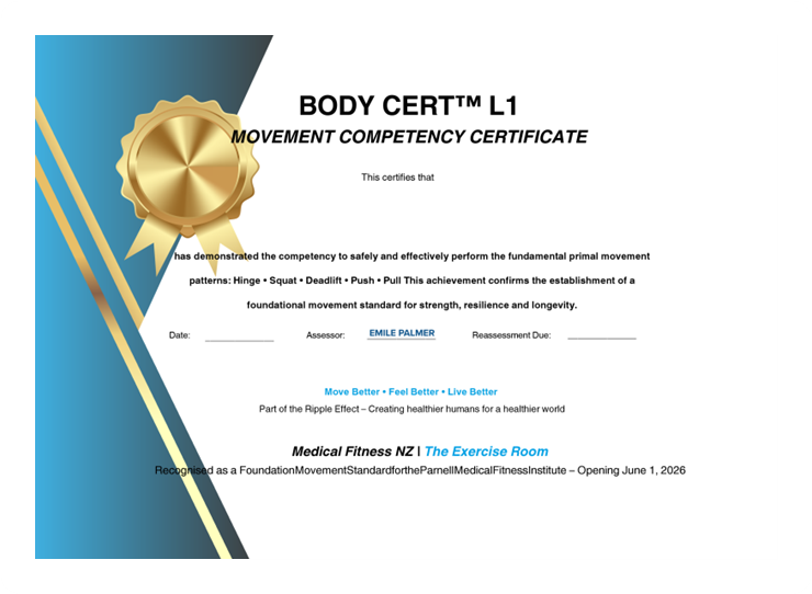 Body Cert L1 Movement Competency Certificate